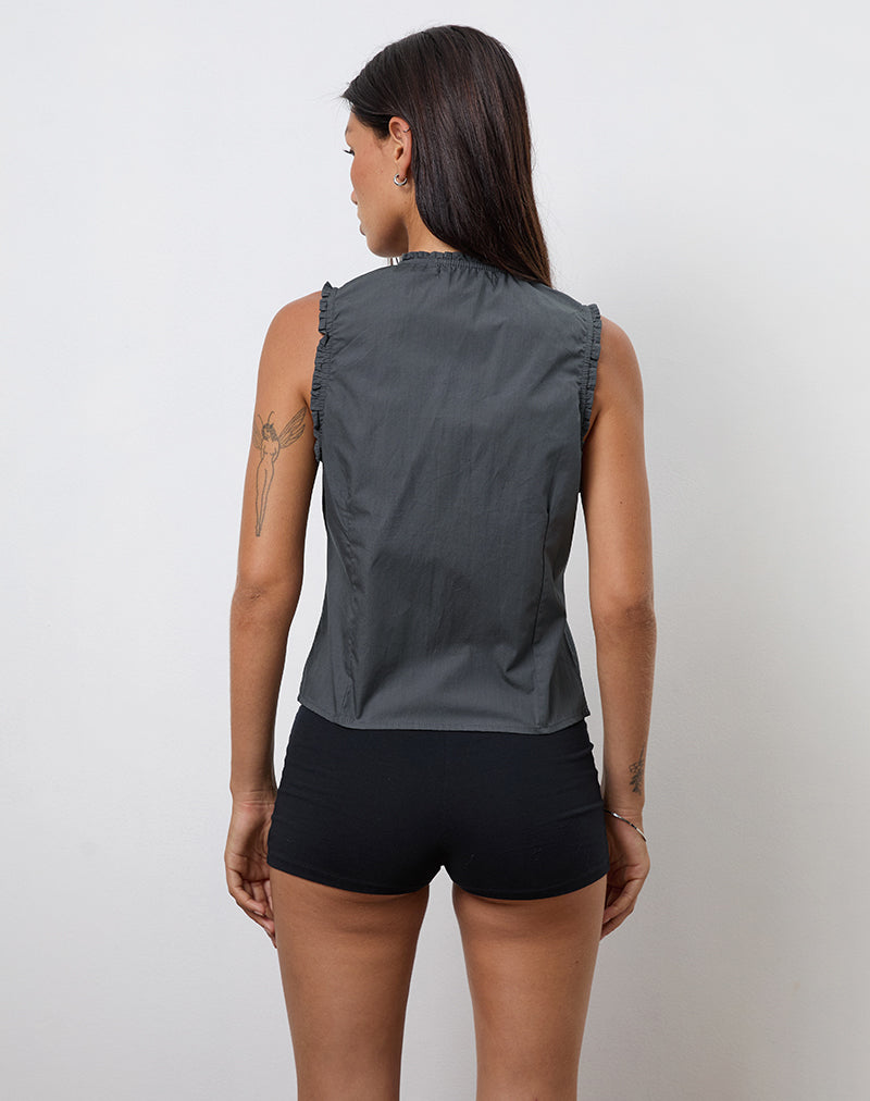 Image of Yara Blouse in Poplin Charcoal Grey