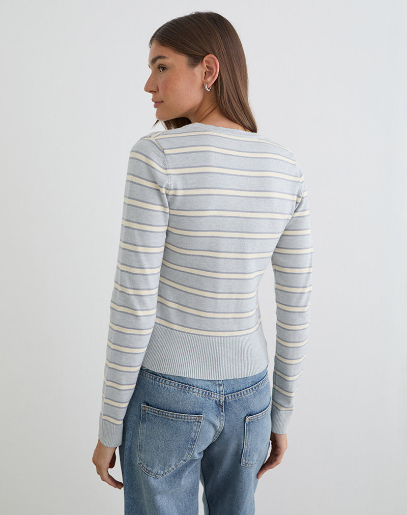 Image of Yasra Jumper in Stripe Knit Cream Grey