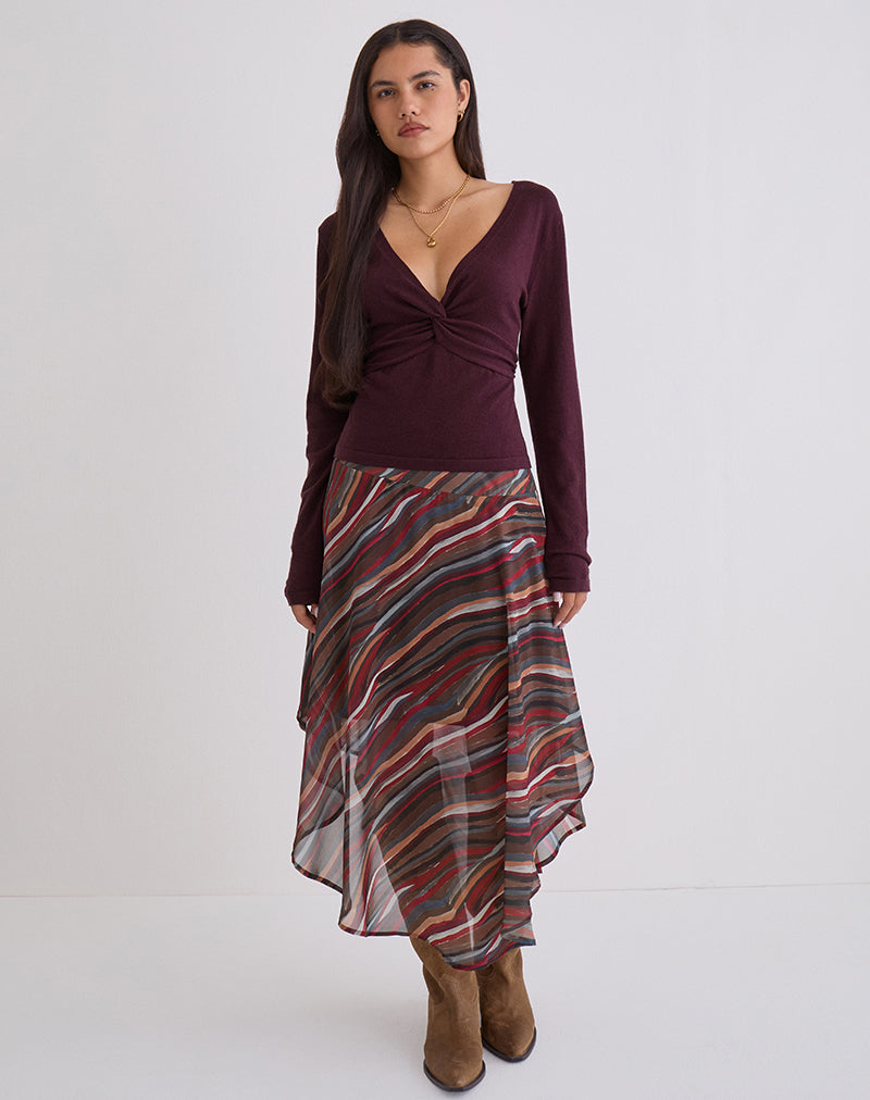 Image of Yenari Long Sleeve Twist Top in Knit Plum