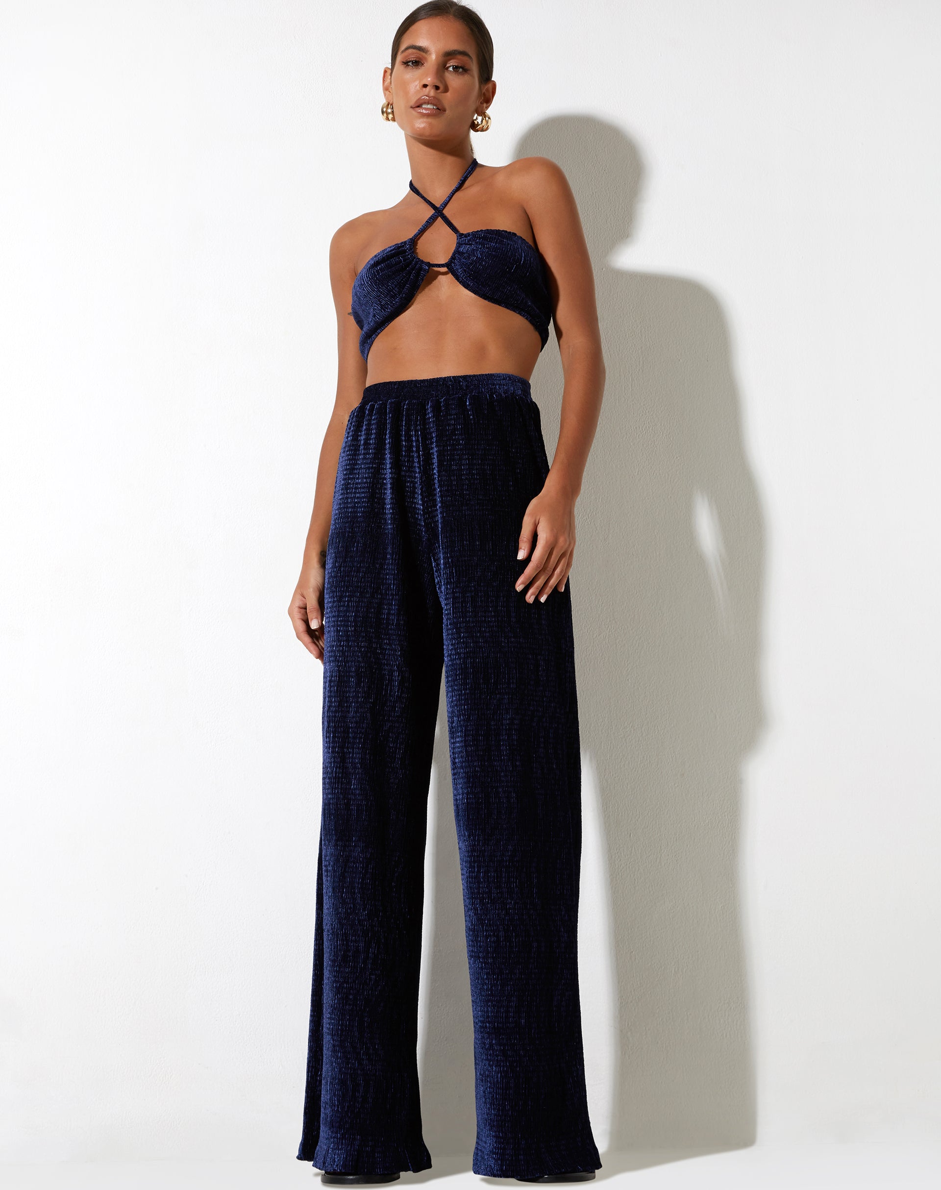 image of Yessa Crop Top in Velvet Navy