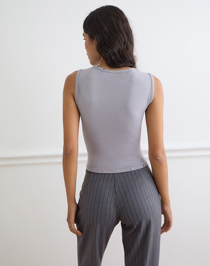 Image of Yetta Double Studded Vest Top in Lilac Grey