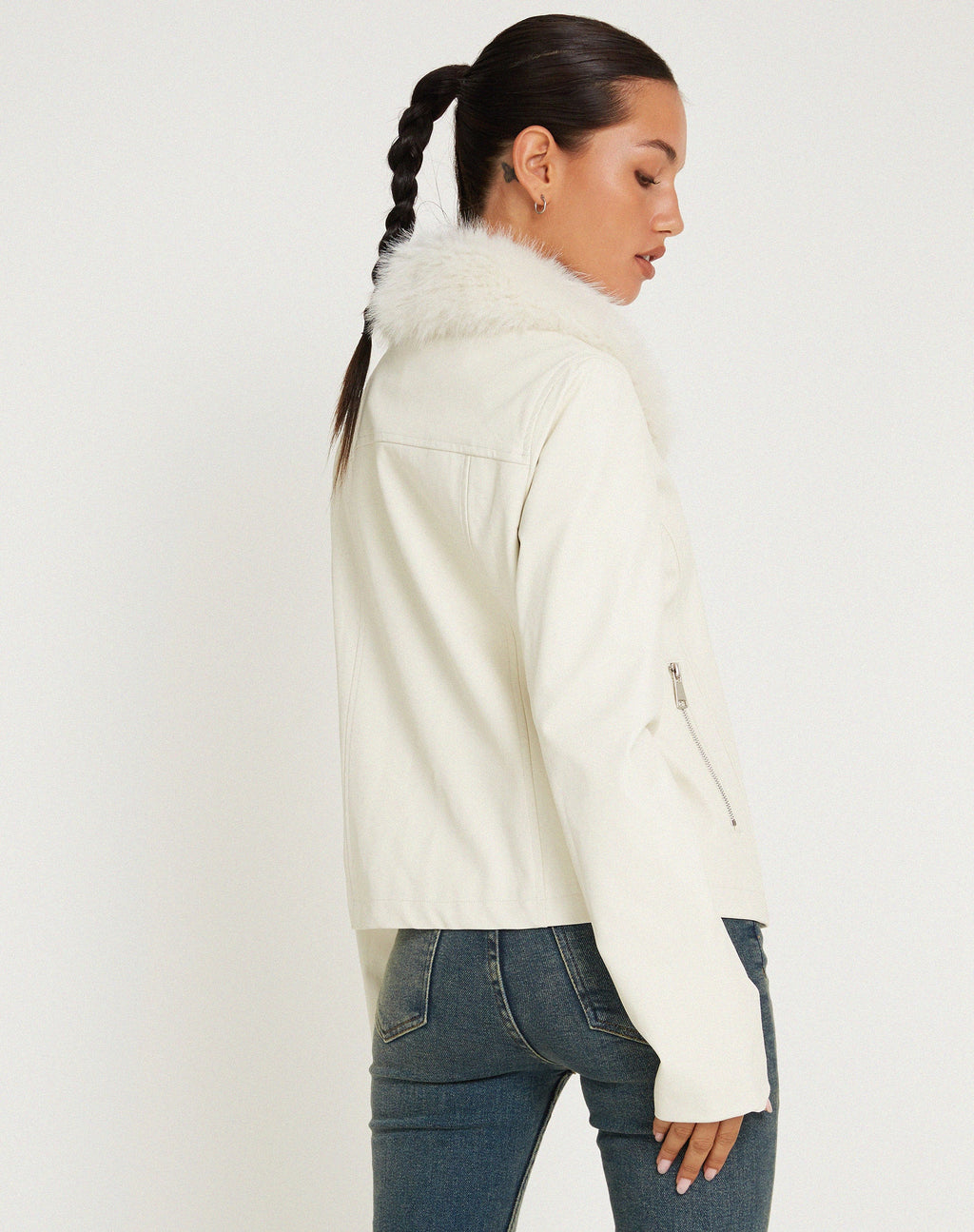 Yindo Zip Up Jacket in PU White