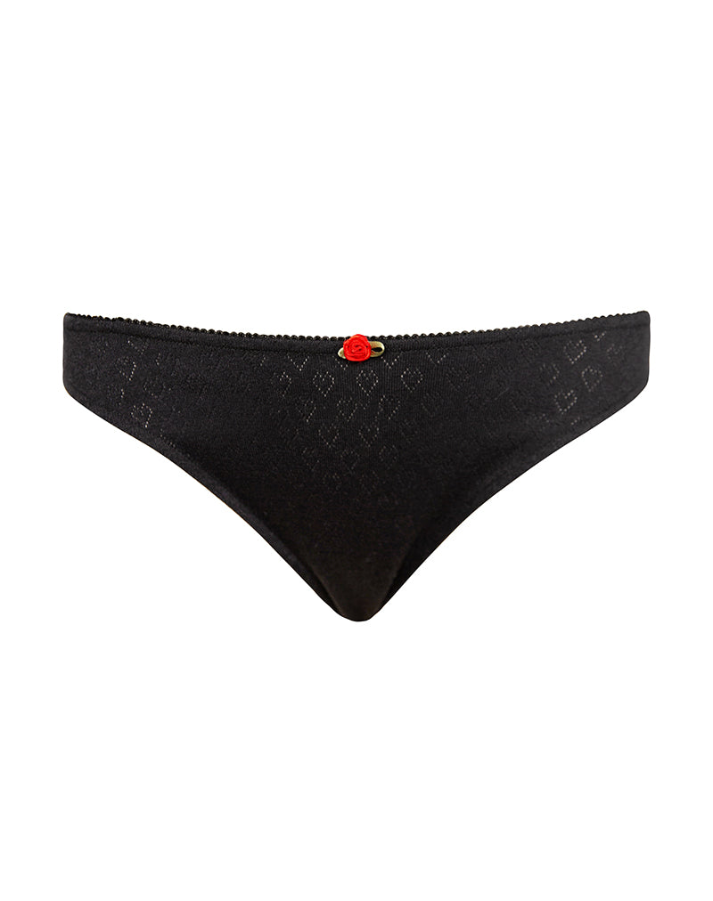 Image of Yinis Knickers in Pointelle Black with Frill Trim