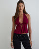 Image of Ylva Halterneck Top in Jersey Burgundy