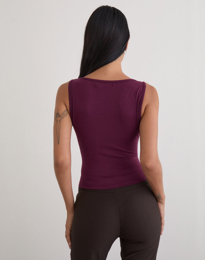 Image of Ymir Vest Top in Rayon Jersey Deep Purple