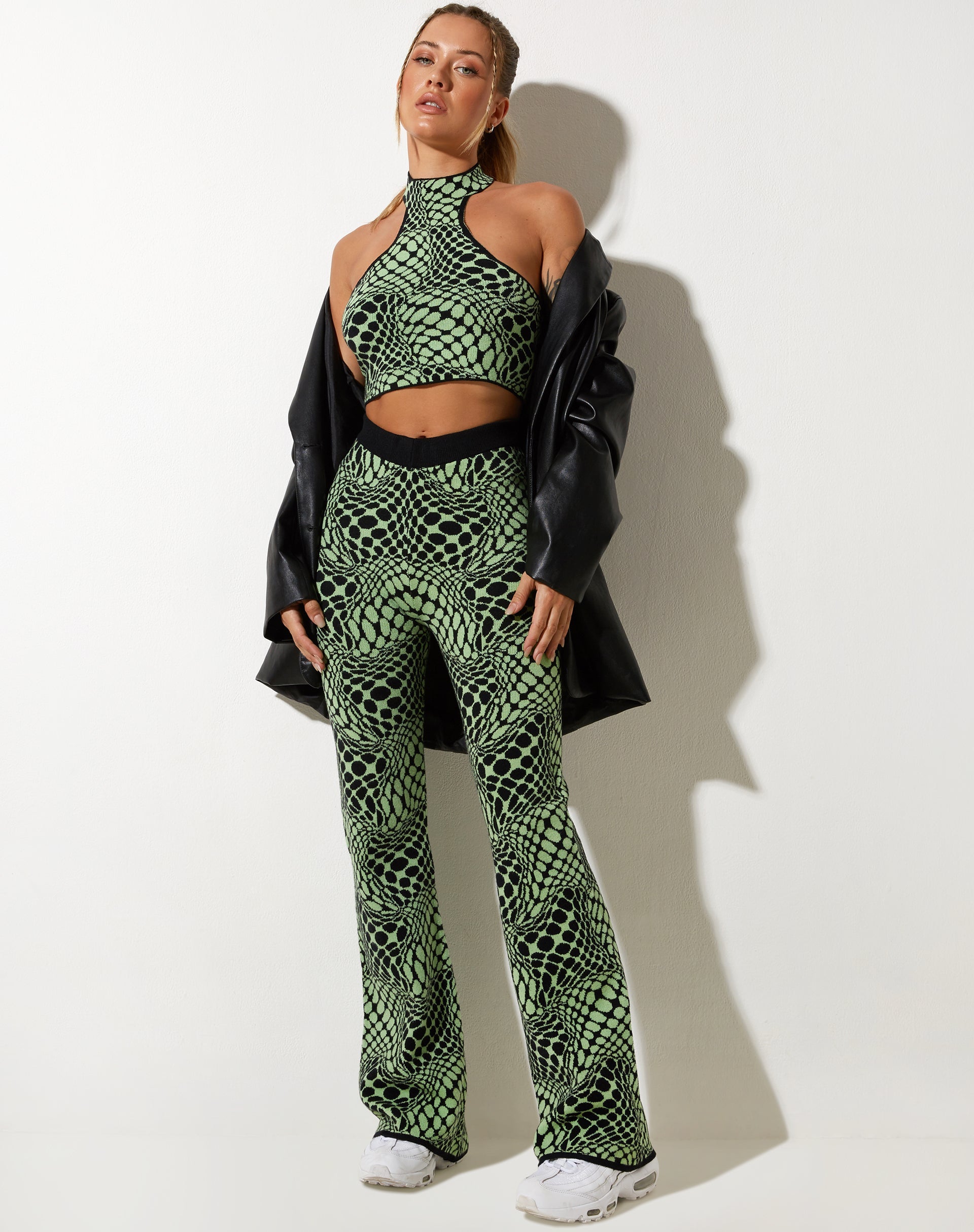 image of Molisa Crop Top in Geo Polka Arcadian Green