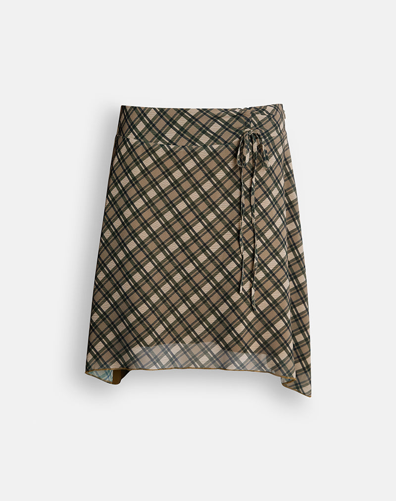 Image of Zahlia Skirt in Chiffon Vintage Check Olive