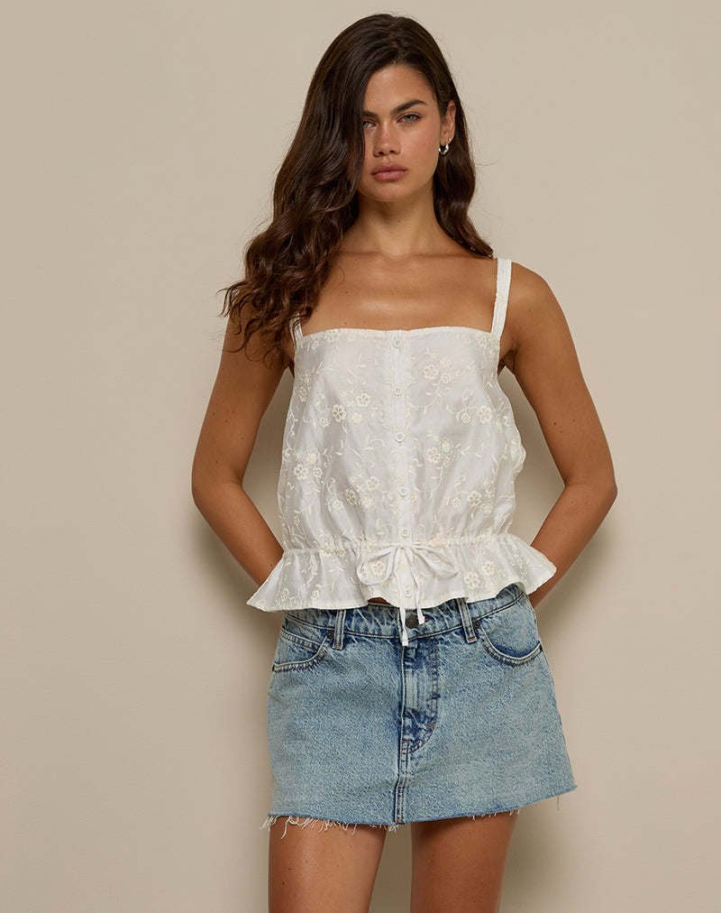 Zaraku Top in Fresia Broderie Ivory