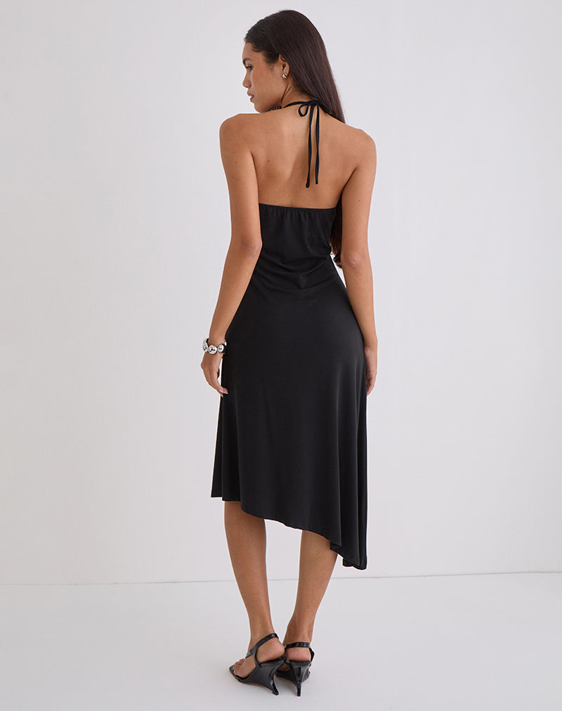 Image of Zavine Midi Dress in Cupro Diamante Flower Black