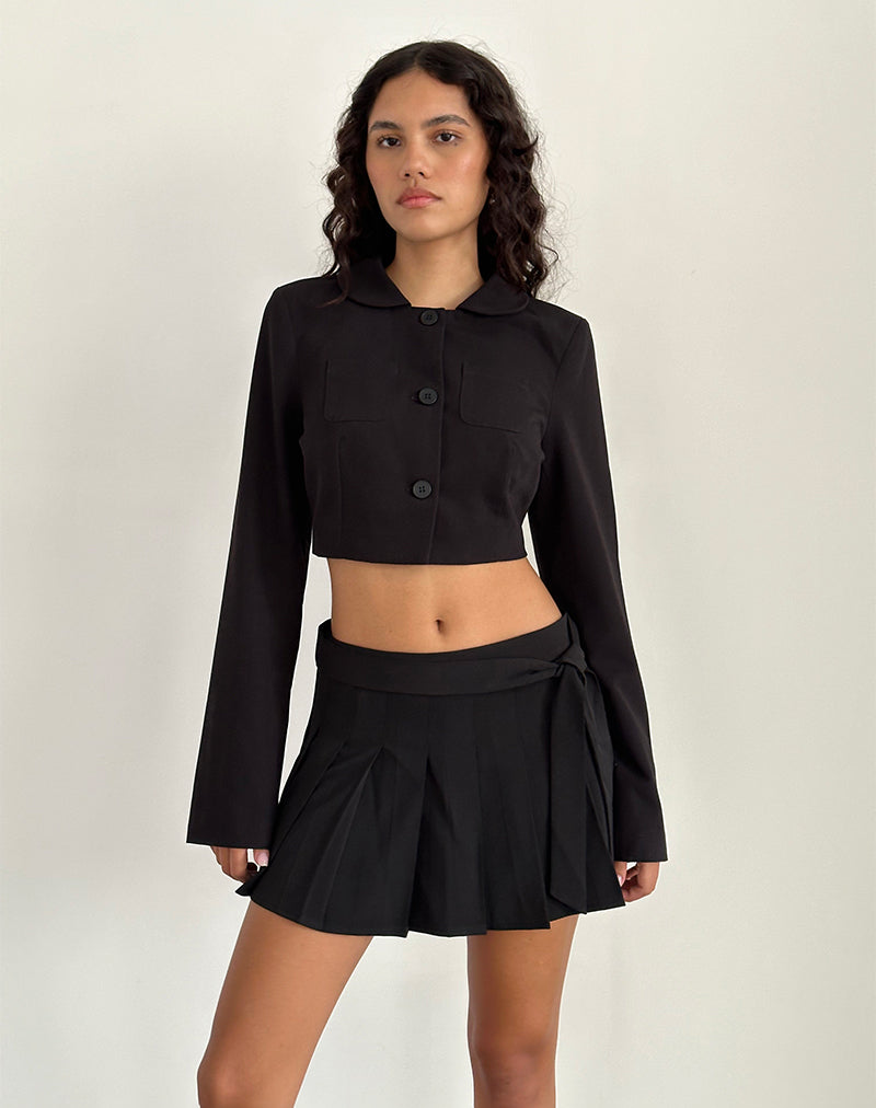 Image of Zekira Pleated Mini Skirt in Black