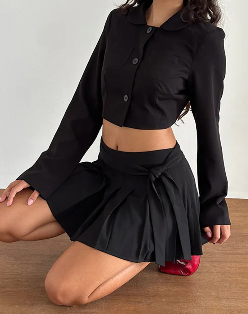 Zekira Pleated Mini Skirt in Black