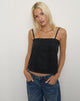 Image of Zelie Square Neck Top in Poplin Black