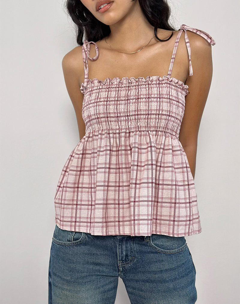 Zerah Top in Basic Tartan Pink