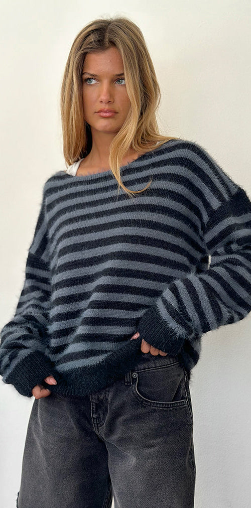 Image of Zuleika Jumper in Charcoal Stripe