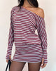 Image of Zylina Mini Dress in Burgundy and Grey Classic Stripe