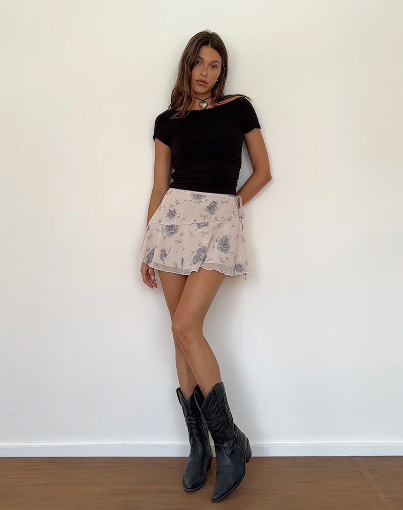 Image of Athalia Mini Skirt in Wild Rose Blue