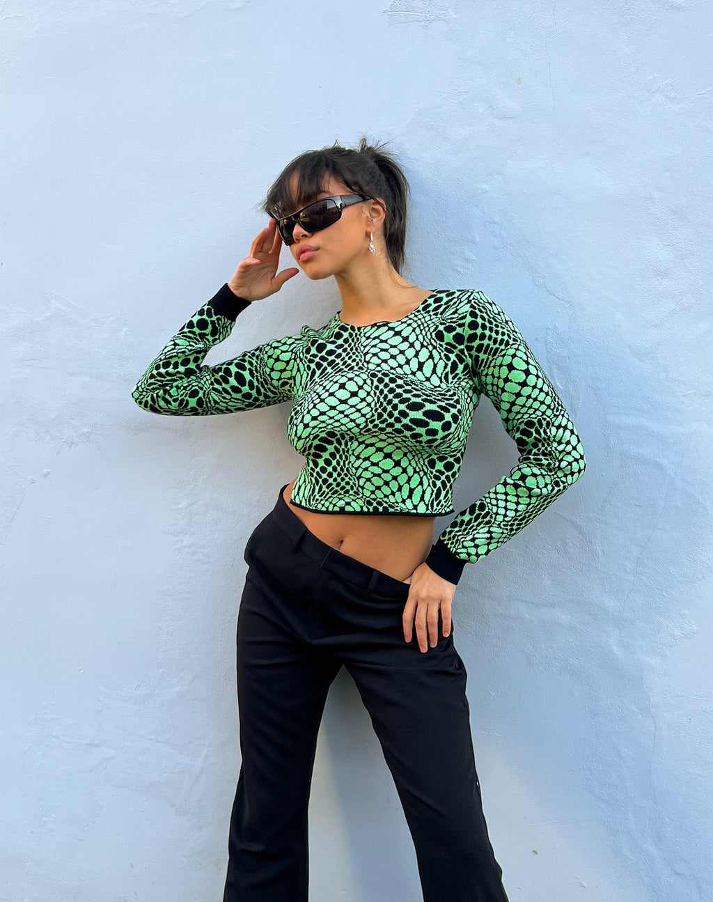 Youta Crop Top in Geo Polka Arcadian Green