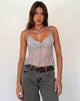 Image of Megara Strappy Top in Silver Grey Lace Mesh