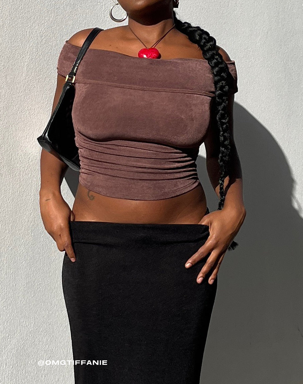 Palita Slinky Bardot Top in Peppercorn