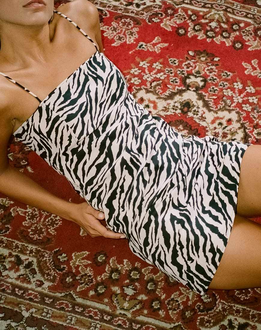 Image of Yashey Slip Dress in 90s Zebra