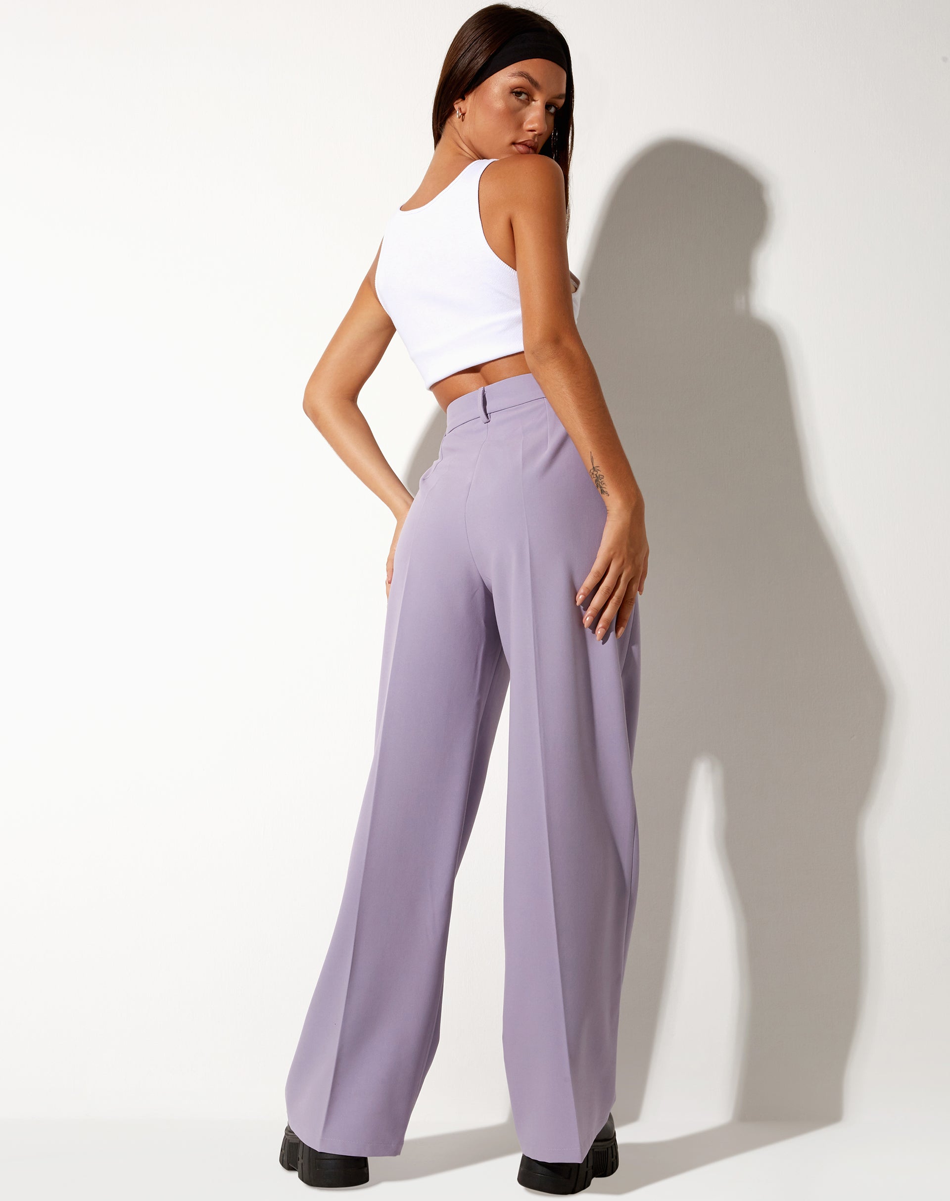 Image of Abba Straight Leg Trouser in Tailoring Purple