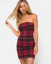 Image of Ajuste Bodycon Dress in Plaid Red