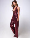 Image of Amber Wide Leg Jumpsuit in Mini Sequin Burgundy