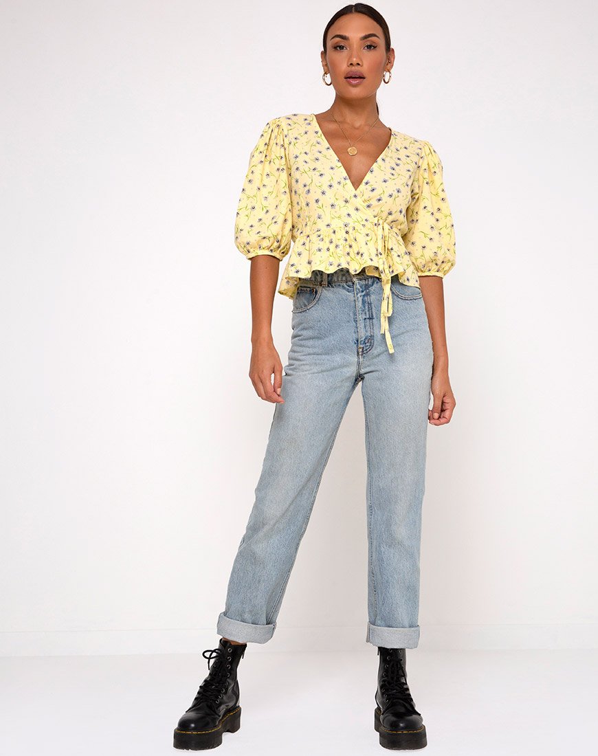Image of Amiya Top in Wild Flower Lemon Drop