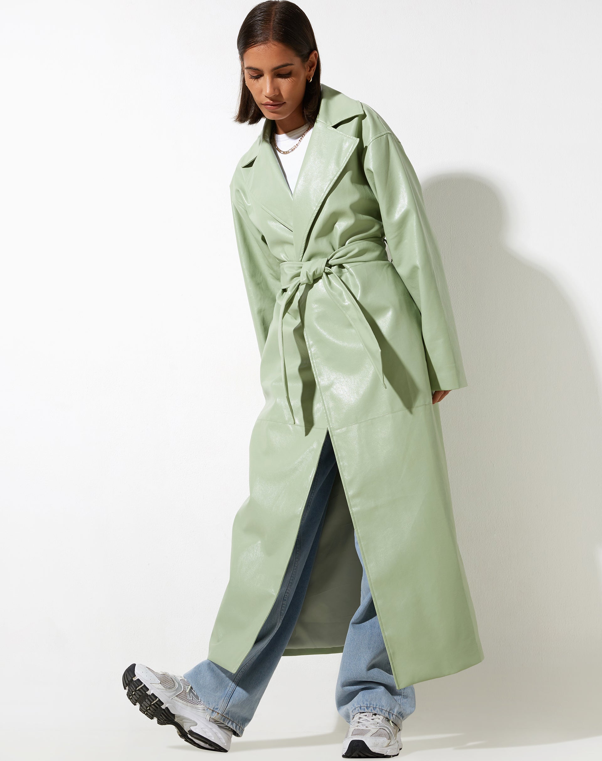 image of Ejo Trench Coat in PU Mint