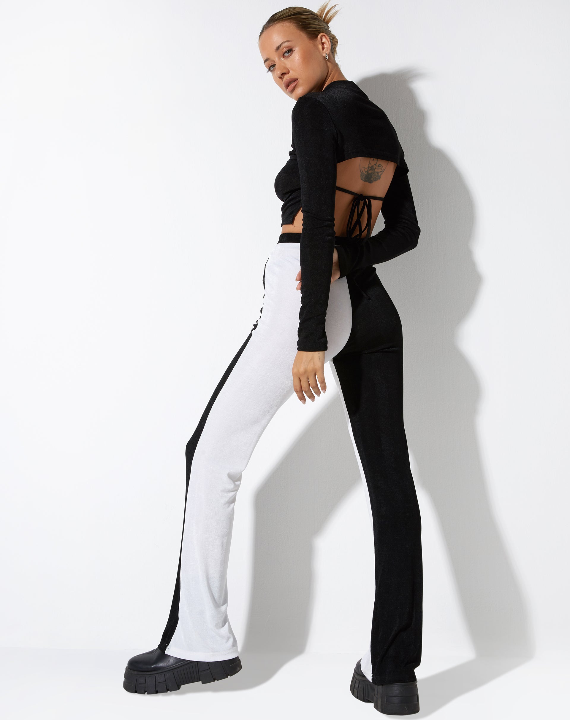 image of Anson Trouser in Crepe Black and White