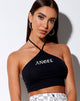 Image of April Crop Top in Black Angel in White