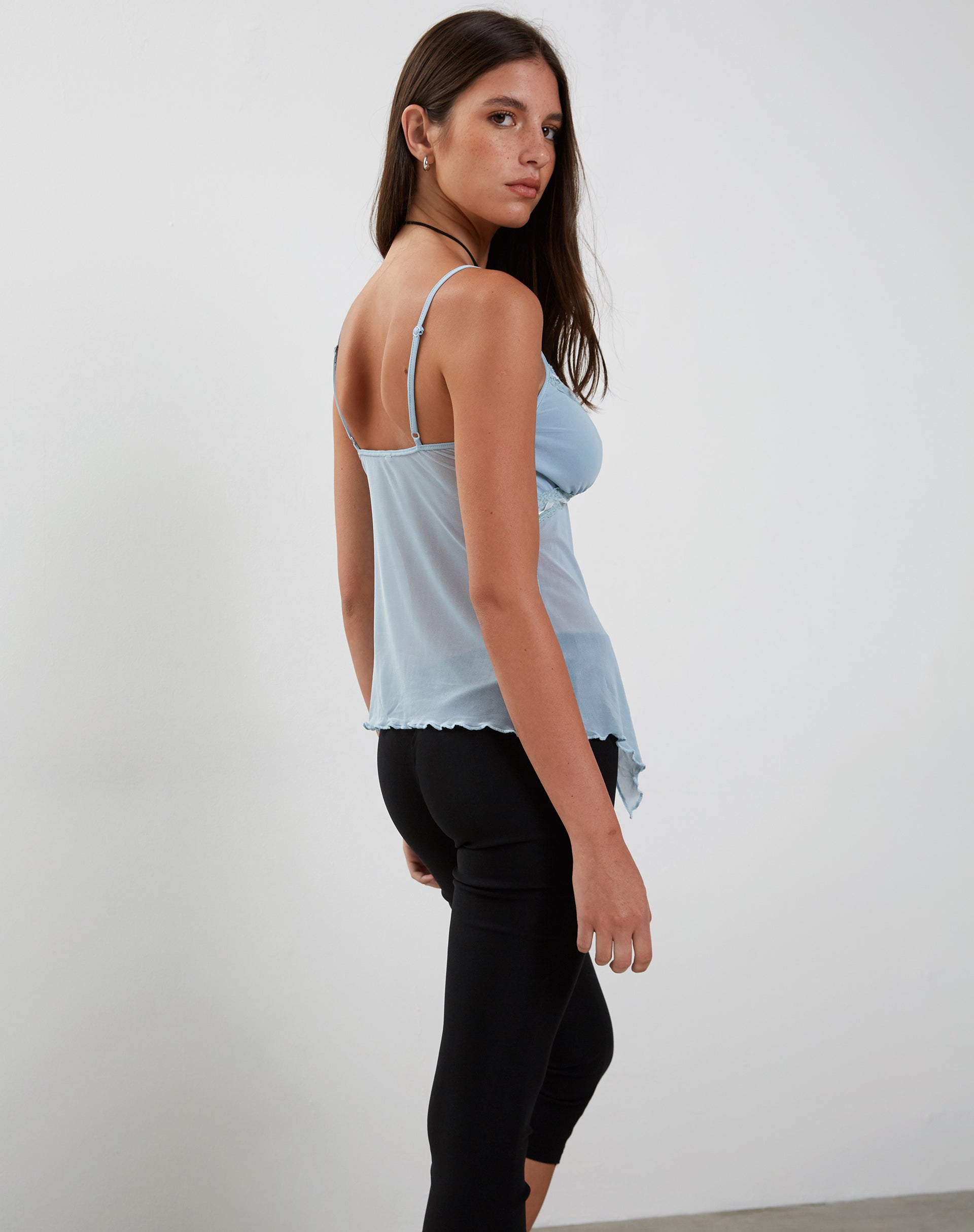 Image of Arsyla Mesh Butterfly Top in Pastel Blue