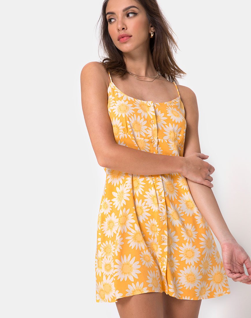 Image of Auvaly Slip Dress in Sunkissed Floral Yellow