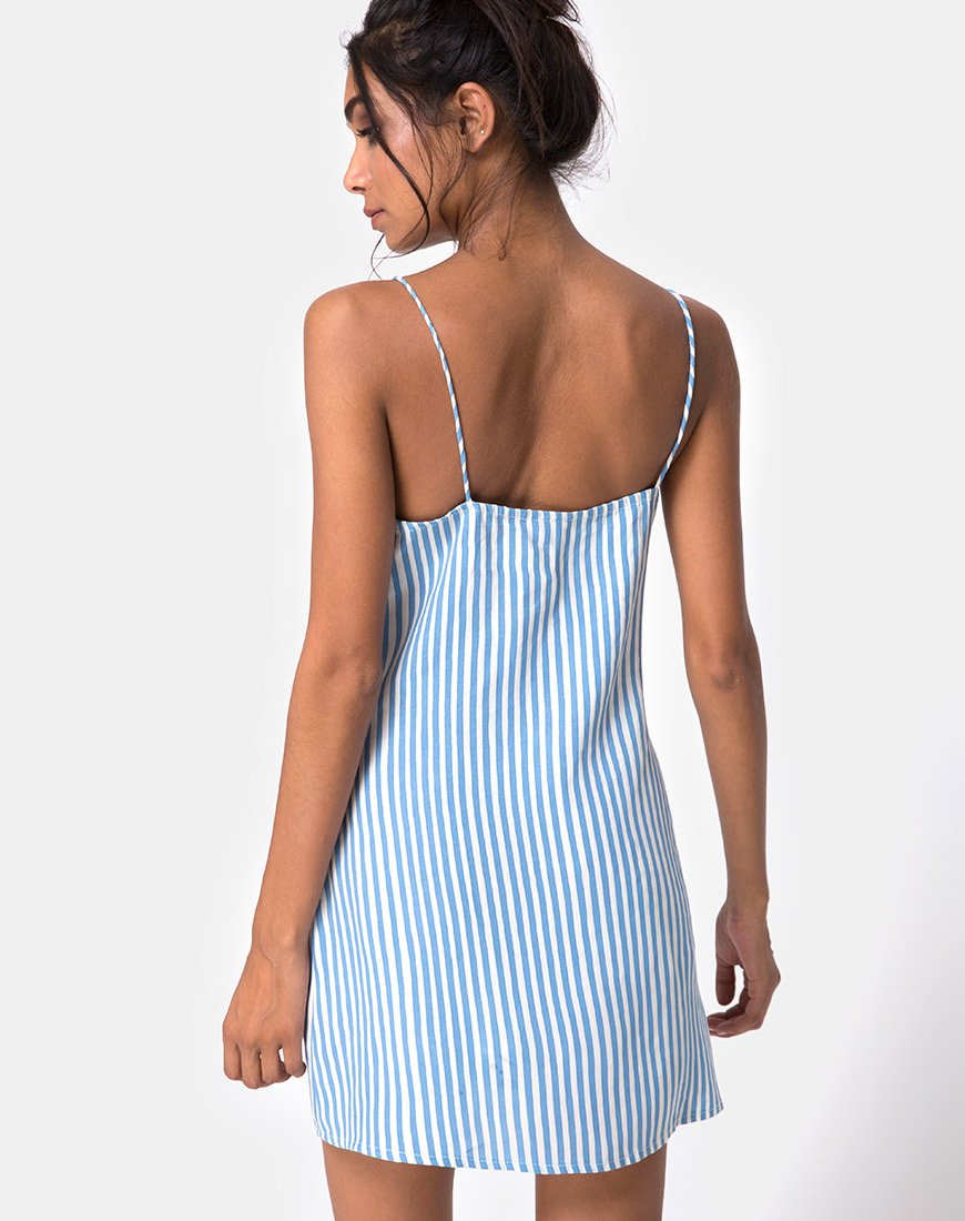 Image of Auvaly Slip Dress in Basic Stripe Blue and White