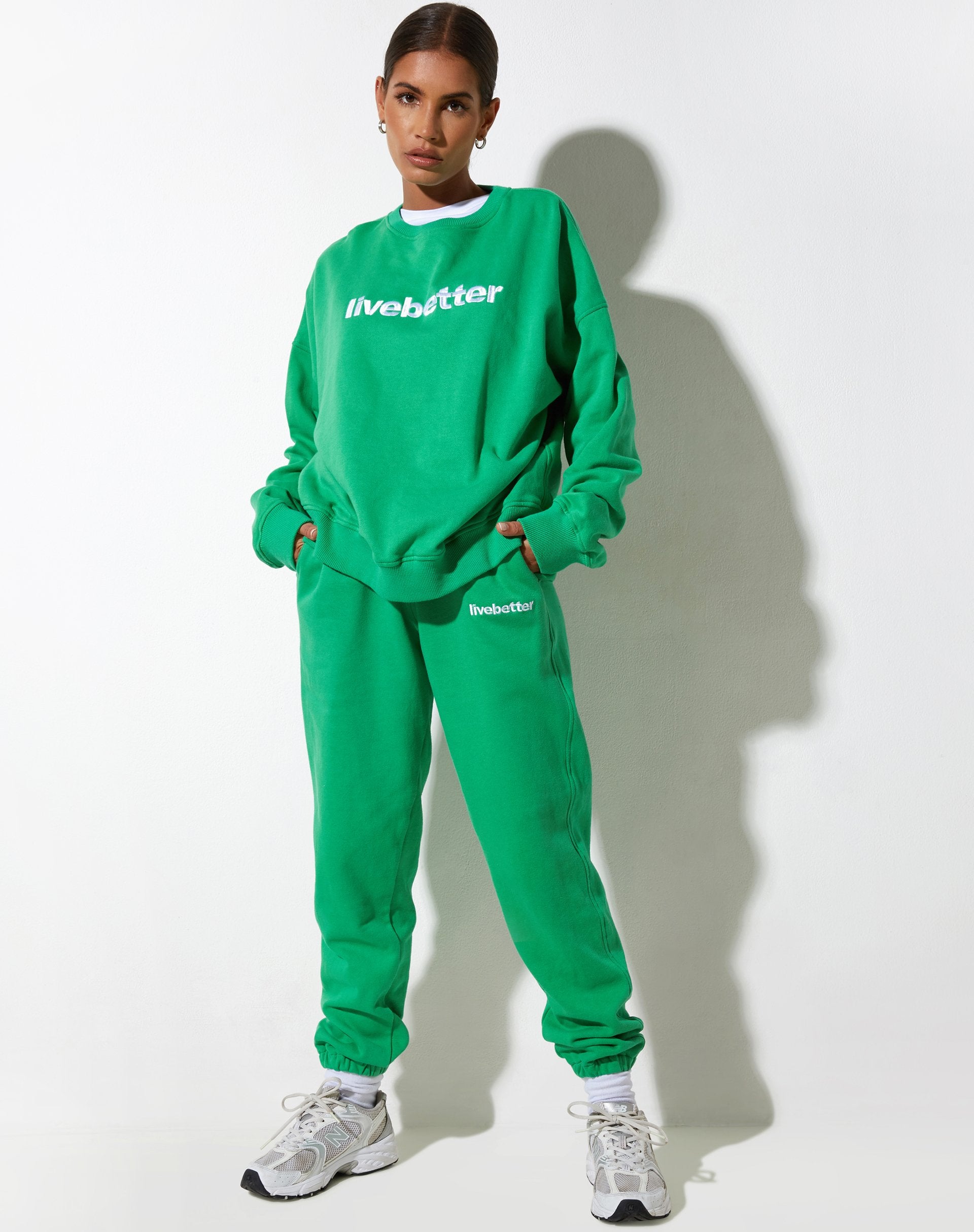 image of Ted Sweatshirt in Fun Green with "Live Better' Embro