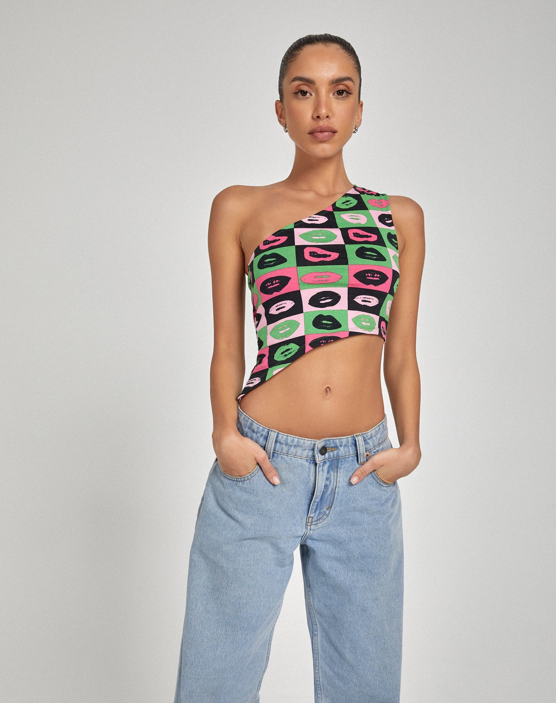 image of Bayva Crop Top in Lips Green