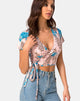 Image of Bilen Crop Top in Jungle Flower Blue and Cream