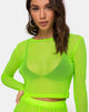 Image of Bonnie Crop Top in Fluro Yellow Net