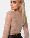 Image of Bonnie Crop Top in Cross Linked Glitter Net Tan