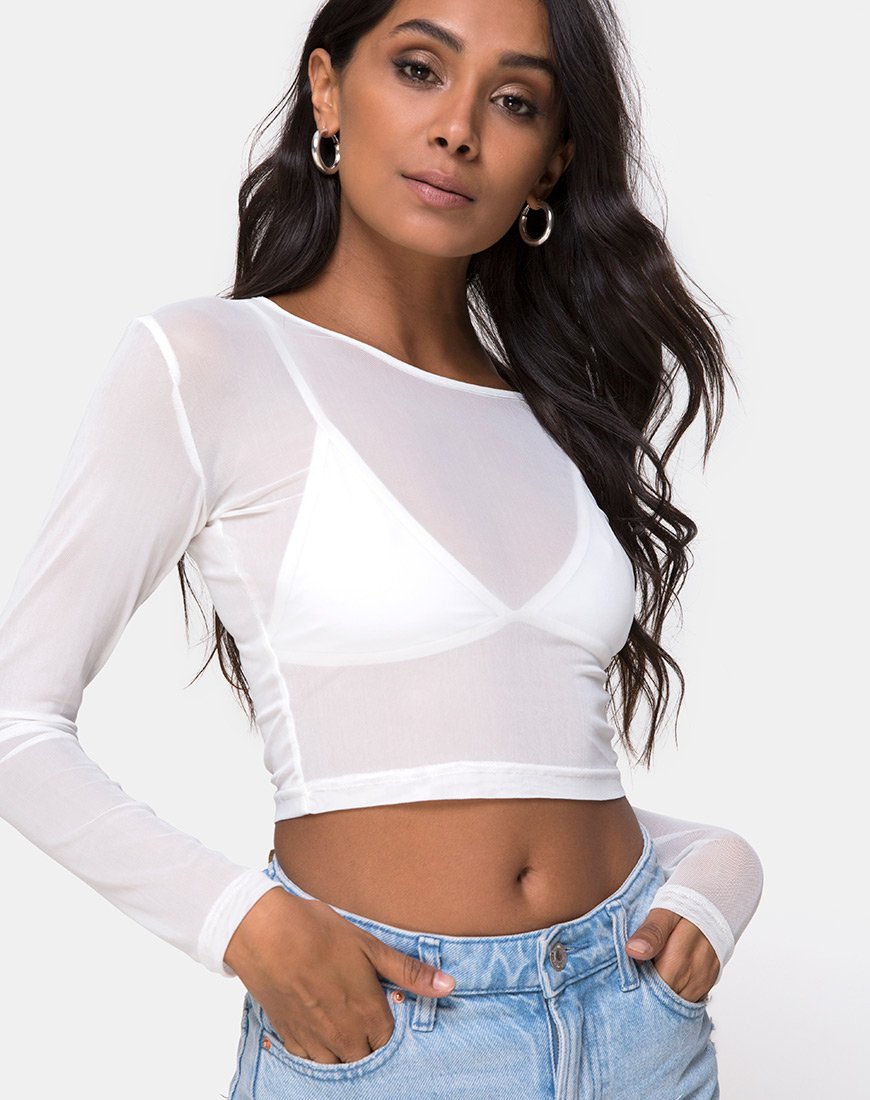 Image of Bonnie Crop Top in Ivory Net