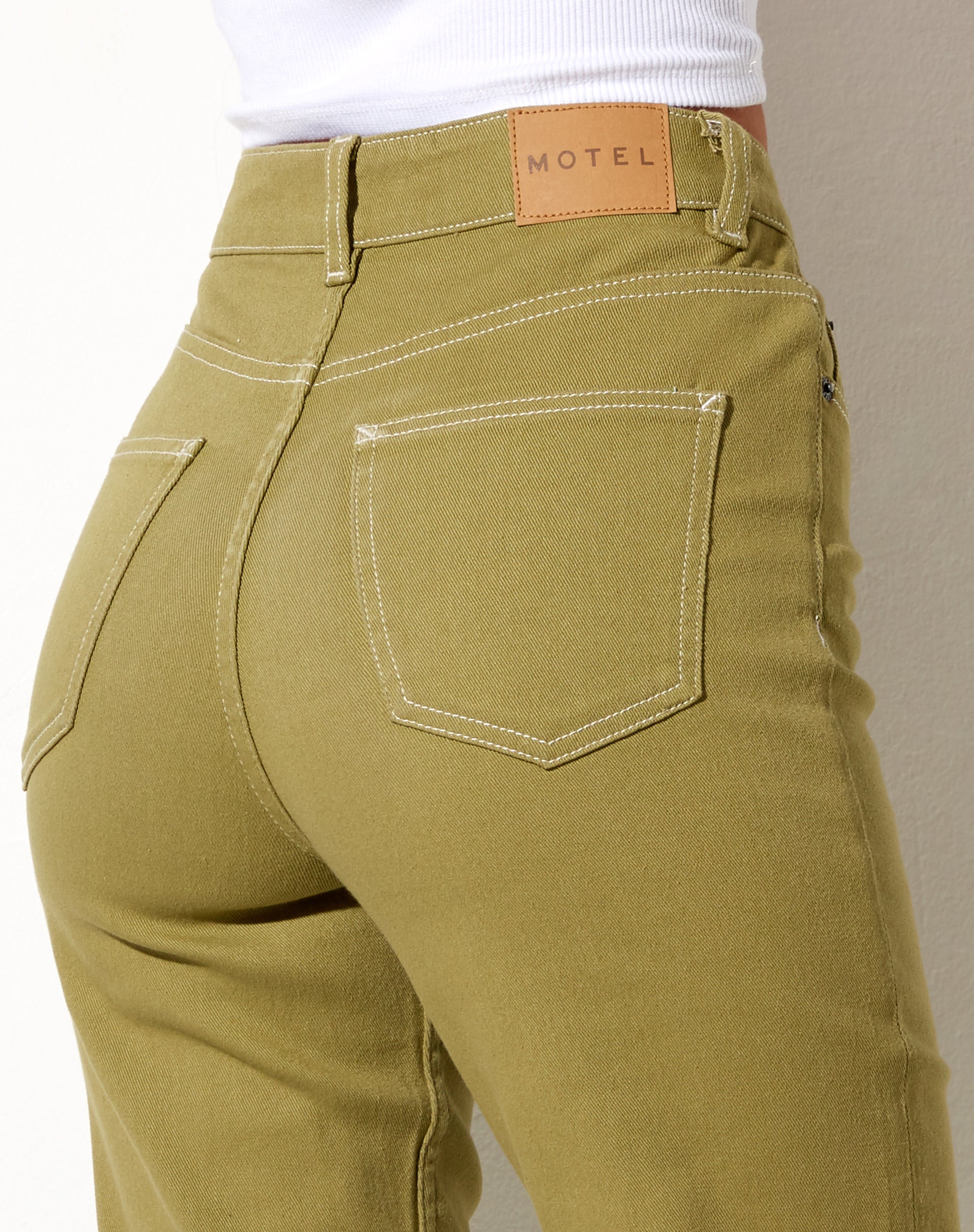 Image of Bootleg Jeans in Green Moss