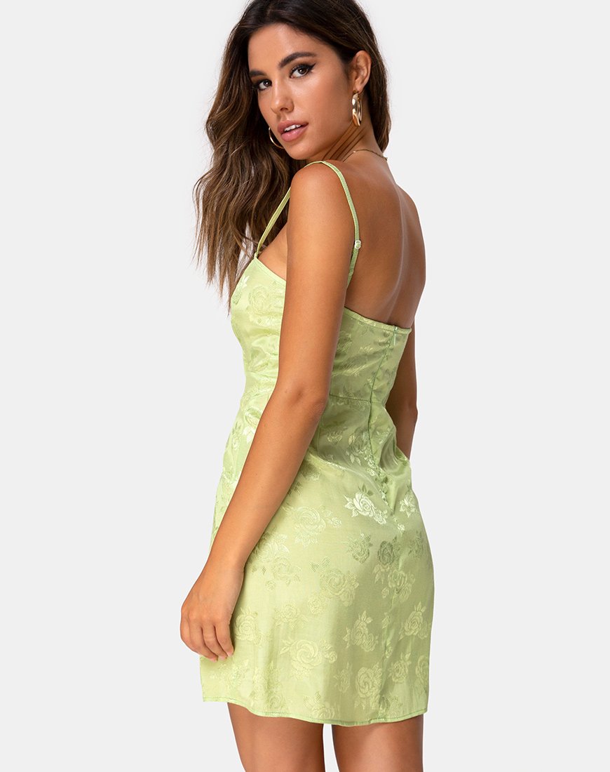 Image of Boyasly Slip Dress in Satin Rose Lime