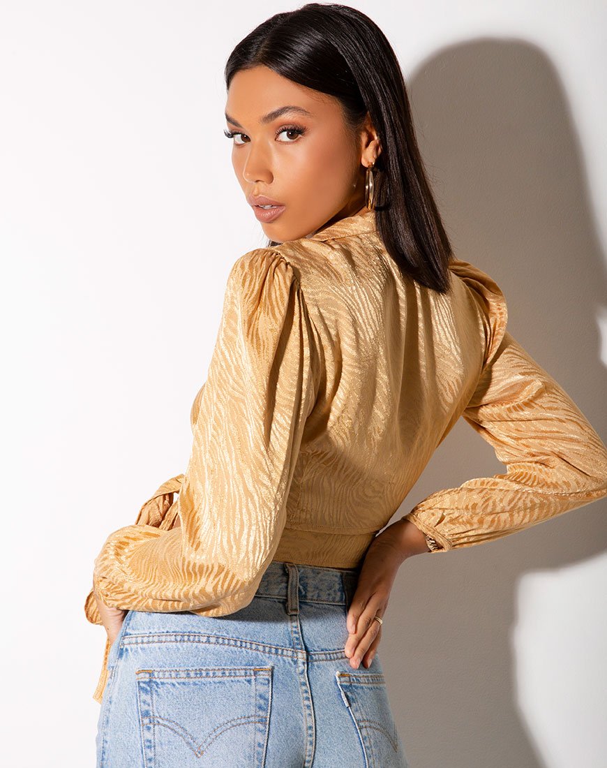 Image of Briza Crop Top in Satin Zebra Caramel