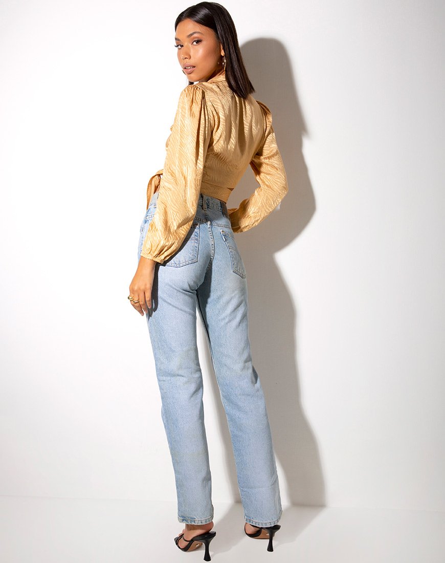 Image of Briza Crop Top in Satin Zebra Caramel