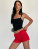 Image of Ritala Ruched Detail Frill Hem Hot Pants in Racing Red
