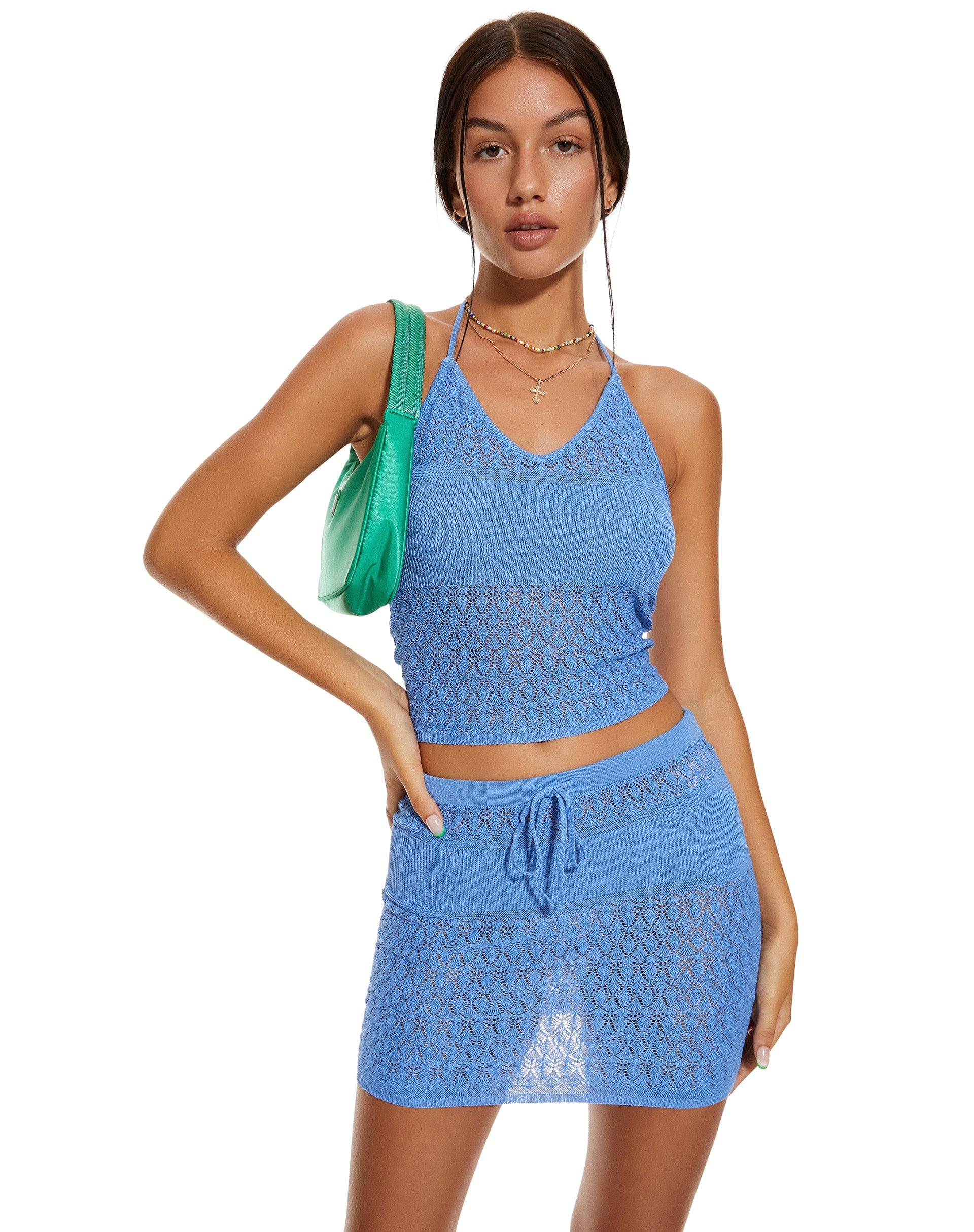 image of MOTEL X BARBARA Gatik Mini Skirt in Blue