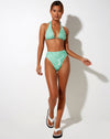 Image of Carmeson High Waist Bikini Bottom in 70s Ripple Green