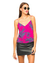 Image of Motel Slim Cami Top in Two Tone Floral Raspberry
