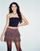 image of Camila Tiered Mini Skirt in Lace Chestnut Brown