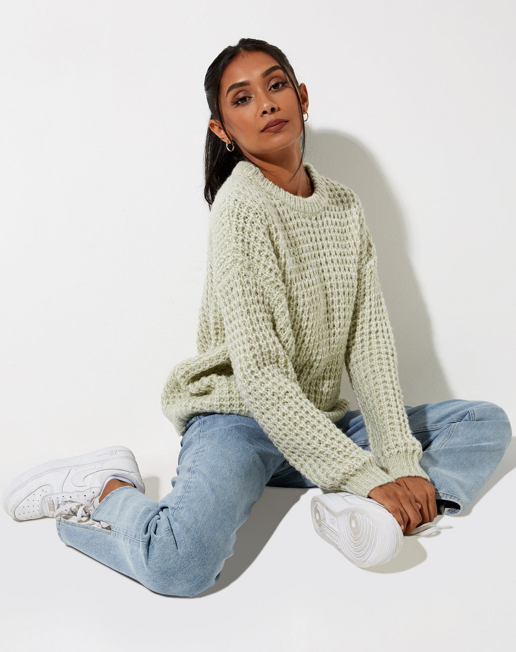 Caribou Jumper in Chunky Knit Mint